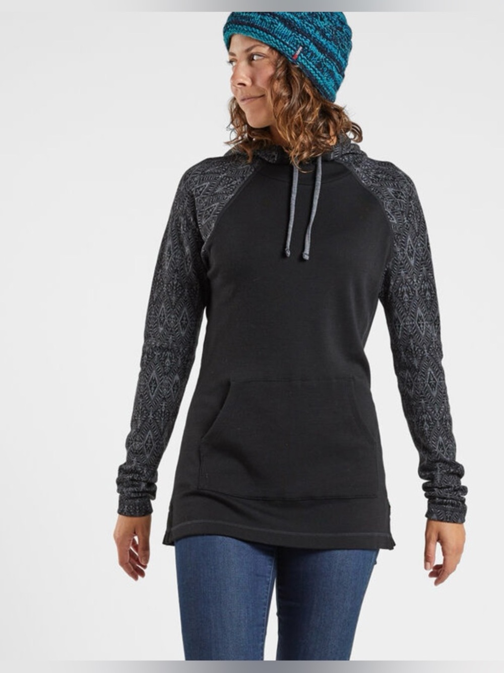 Smartwool Merino 250 Drape Neck Hoodie Wool Aztec Geometric Tribal Southwestern